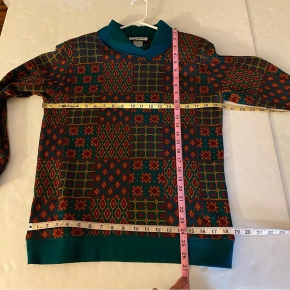 Vintage 90s Granny Sweater Tunic Patchwork Design Oversize Size Small Womens - Picture 10 of 12